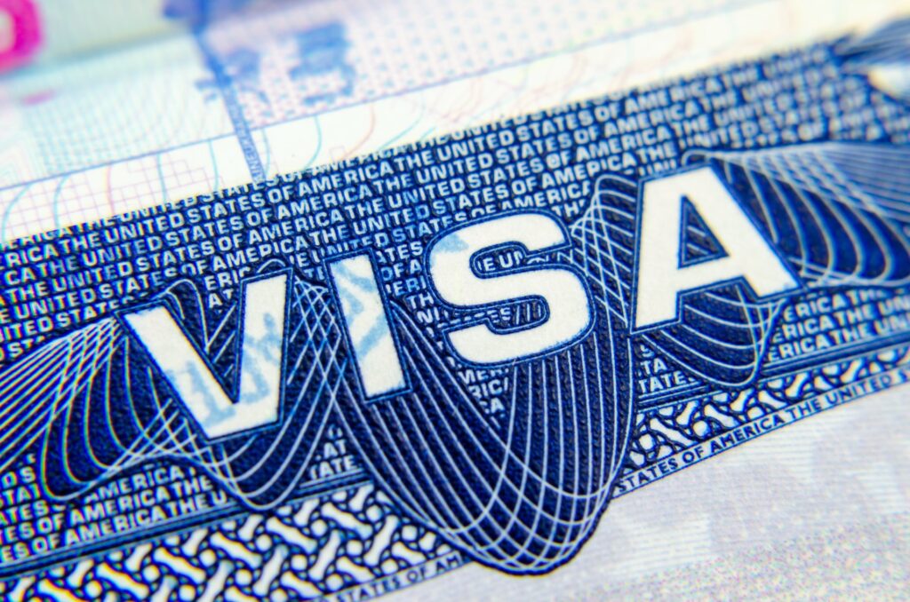 Visa on blue background