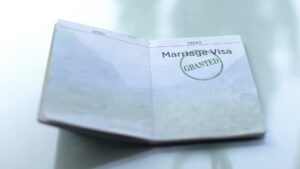Book open that says Marriage Visa granted