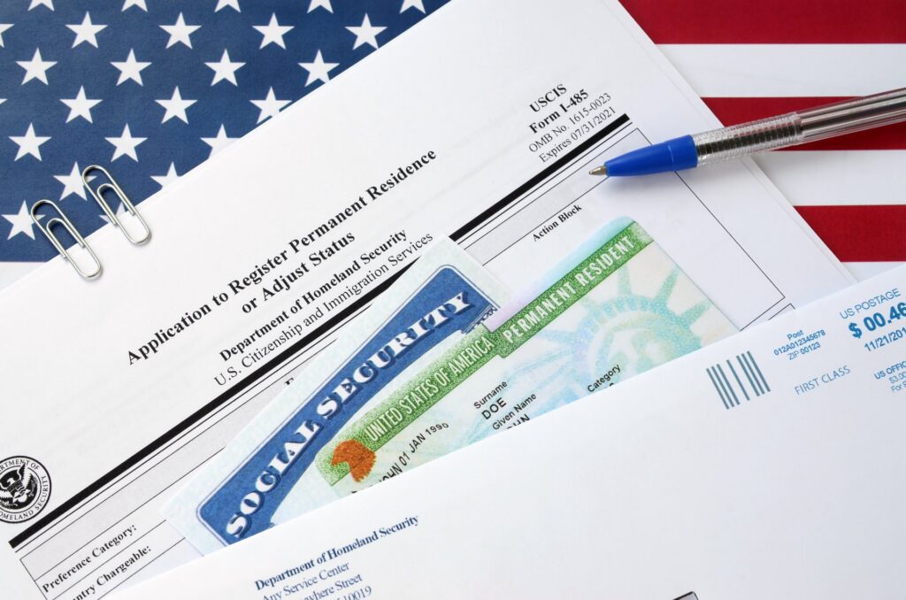 I-485 Application, social security card, and permanent resident card